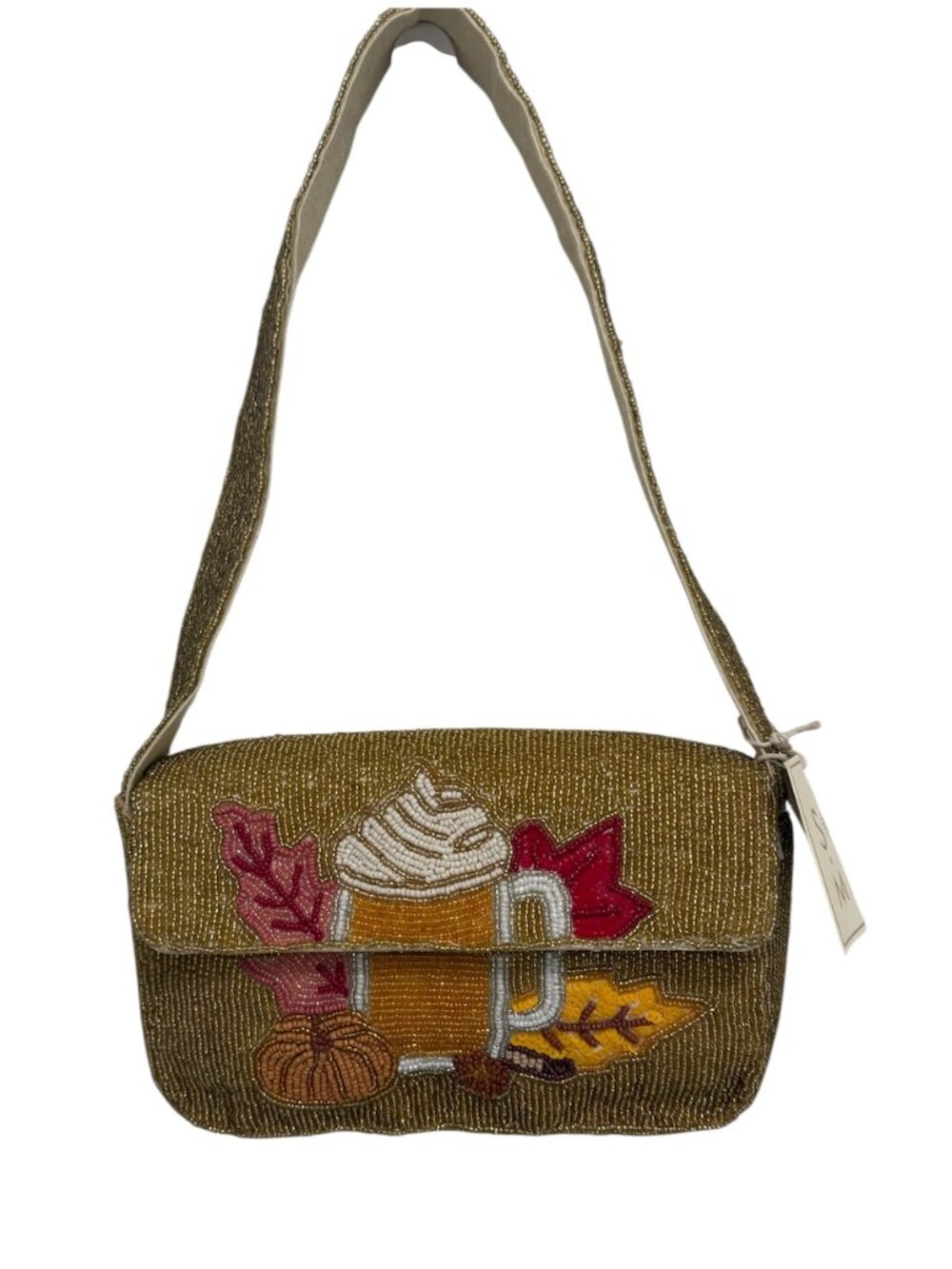 Sol and Mer New Fall Release Pumpkin Spice Latte Gold Beaded Bag India NW